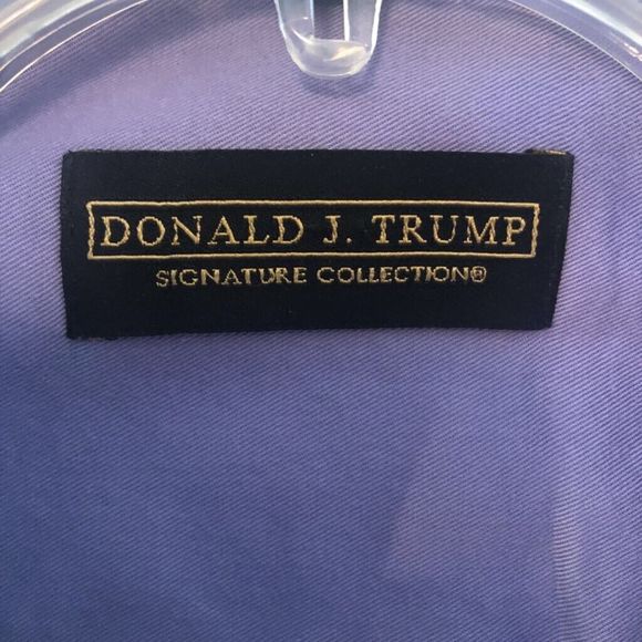 Donald J. Trump Mens Dress Shirt Purple Point Collar Pocket French Cuff 16 - Picture 4 of 9
